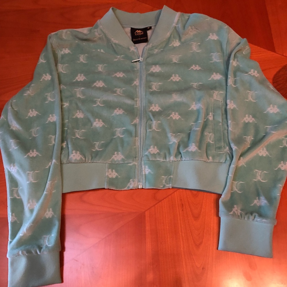 JUICY COUTURE KAPPA mint velour cropped jacket
